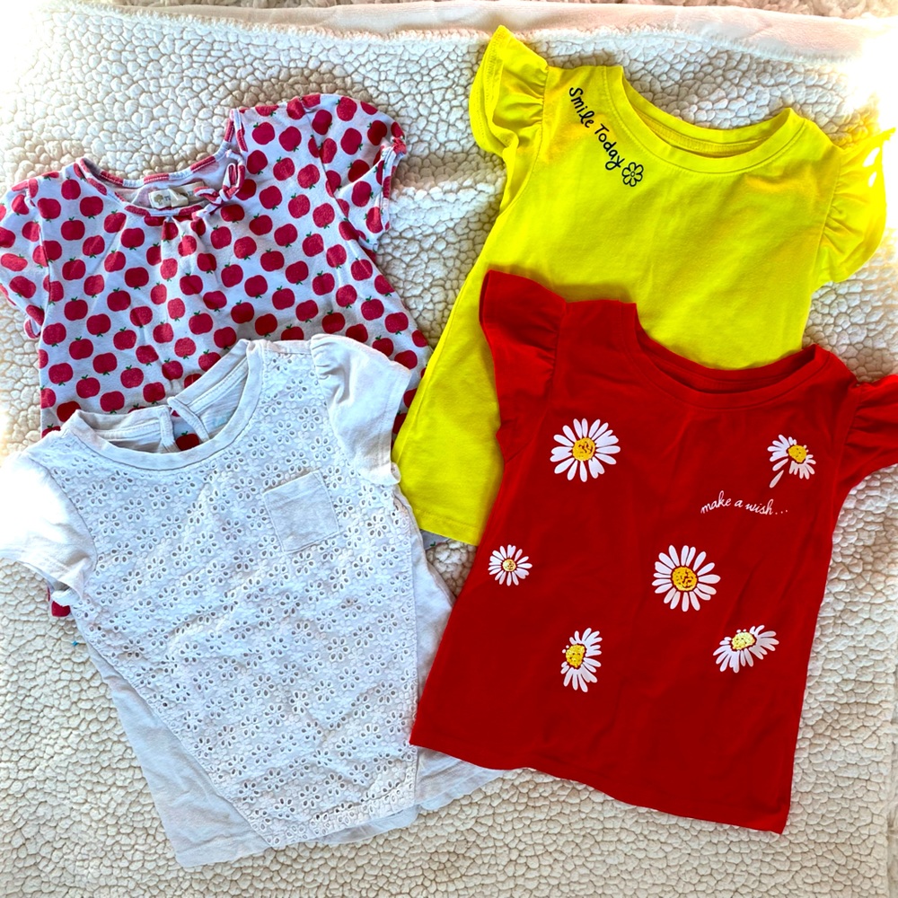 Set of four t-shirts, red/yellow/white, little girls size 4/4T